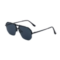 Men's retro pilot sunglasses with black metal frame and cross-engraved top bridge detail - Matte Black Frame Gray Lens
