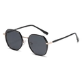 Fashionable square polarized sunglasses with black frame and rose gold metal bridge accents - C1 Grey (KS-3841)