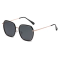 Occhiali da sole polarizzati neri oversize con eleganti stanghette in metallo oro rosa - Montura Oro Nero Lucido (C1 Grigio)