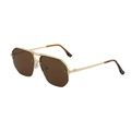 Classic pilot-style sunglasses with golden metal frame and brown lenses - Matte Gold Frame Brown Lens Tortoise Tip