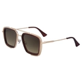 Vintage pilot square sunglasses with gold metal frame and brown gradient lenses - Gold Frame Tea Gray Lens (C3)