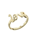 Bague ajustable dorée polie avec un design minimaliste de lettre Love en cursive - Amour / Or