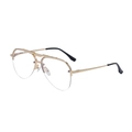 Klassieke goudkleurige half-randloze pilotenbril met dubbele brug en zwarte tips - Glanzend Goud Frame Anti Blauw-Ray Lens (C7)