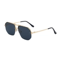 Classic semi-rimless sunglasses for men featuring gold metal frame and dark gray lenses - Polished Gold Gray