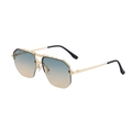 Classic half-rim pilot sunglasses with gold metal frame and blue-orange gradient lenses - Polished Gold Green Yellow