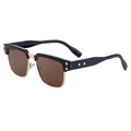 Classic semi-rimless square polarized sunglasses with black frames and gold metal accents - Black Gold Frame Tea Lens (C5)