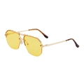 Retro half-frame pilot sunglasses with yellow lenses and gold metal temples - Polished Gold Tortoise Yellow