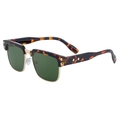 Retro tortoise shell half-frame sunglasses with green lenses and gold metal details - Tortoise Gold Frame G15 Green Lens (C6)