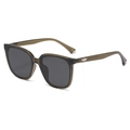 Square polarized sunglasses in translucent tea brown frame with dark grey lenses - Olive Green Frame (C4)