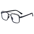 Polarized square sunglasses for men featuring a black frame and stylish double bridge - C3 Matte Black Frame Transparent Lens