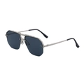 Men's retro half-frame sunglasses with silver metal frame and dark grey hexagonal lenses - Matte Silver Frame Gray Lens