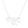 Collana in acciaio inossidabile argento con ciondolo a forma di unicorno geometrico - Unicorno (305) / Color Acciaio