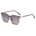 Polarisierte TR90 Oversize-Sonnenbrille für Damen in Braun mit Verlaufsgläsern und Metall - Teebrauner Rahmen / Grau-Tee Verlaufsgläser (C4 Grau Oben Tee Unten)