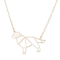 Collana minimalista in acciaio inossidabile dorato con ciondolo cane stile origami - Cane Geometrico (306) / Oro