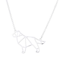 Collier en acier inoxydable argenté avec pendentif chien géométrique et chaîne fine - Chien Géométrique (306) / Acier