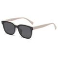 Chic black and beige contrast frame square sunglasses with polarized grey lenses - Rice Pink (C3)