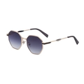 Octagonal gold metal sunglasses with purple gradient lenses for a modern look - Gold Frame Double Grey Lens