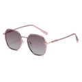 Fashionable square polarized sunglasses with purple transparent frames and grey gradient lenses - C3 Gradient Purple (KS-3841)