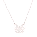 Dettaglio del ciondolo a forma di bulldog in oro rosa con design geometrico traforato minimalista - Stile Bulldog (351 Oro Rosa)