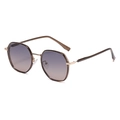 Polarized square sunglasses in brown tortoiseshell with gradient purple lenses - C4 Grey to Tea Gradient (KS-3841)