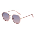 Fashionable square polarized sunglasses with translucent pink frame and gradient lenses - C5 Blue to Pink Gradient (KS-3841)