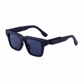 Men's retro square polarized smart sunglasses with matte black frame and metal accents - Matte Black (C2)