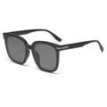 Modische quadratische Oversize-Sonnenbrille mit schwarzem Rahmen und grauen Gläsern - Mattschwarzer Rahmen Graue Gläser (C1-1)