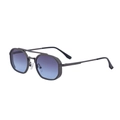 Lunettes de soleil carrées en métal 2025 avec double pont et verres dégradés bleus - Gris Fusil Mat
