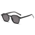 Gafas de sol cuadradas negras para hombre con montura vintage y lentes de color gris oscuro - Negro Brillante