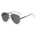 Occhiali da sole aviator con montatura trasparente, lenti grigie e aste in metallo - C1 Montatura Oro Tutto Grigio