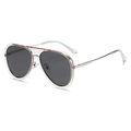 Occhiali da sole stile aviator con montatura arancione trasparente e stanghette in metallo - C4 Montatura Arancione Tutto Grigio