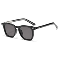 Classic black square frame sunglasses with silver metal accents for outdoor activities - Bright Black / Gray