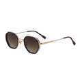 Lunettes de soleil rondes rétro avec verres dégradés café et monture dorée homme - C3 Monture Dorée Gris Thé
