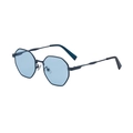 Lunettes de soleil octogonales en métal avec verres bleu clair et monture foncée - Monture Bleue Galvanisée Verres Bleu Clair