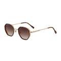 Lunettes de soleil carrées écaille avec verres dégradés thé et branches dorées - C5 Monture Dorée Double Thé