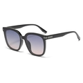 Lunettes de soleil carrées oversize avec monture noire et verres dégradés - Monture Noire Verres Dégradés Bleu-Thé (C1-3)