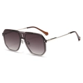 Occhiali da sole aviator quadrati da uomo con lenti sfumate e aste in metallo argento - Montatura Grigia Lenti Grigie Sfumate (C2)