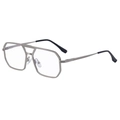 Occhiali da sole rétro poligonali con montatura in metallo argento opaco e doppio ponte - Argento Opaco Lenti Trasparenti Rivestimento Blu Chiaro (C8)