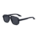 Classic matte black square polarized sunglasses with retro double bridge for men - C4 Polarized Matte Black Grey Lens