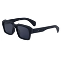 Men's square matte black polarized sunglasses with vintage geometric carved temples - Matte Black Gray Frame (C4)