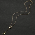 Collar de estrella y luna dorada con cadena elegante para un estilo de invierno chic - Dorado