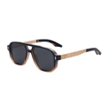 Occhiali da sole aviator squadrati con montatura tartarugata e aste dorate incise - Polarizzato Nero Tartarugato Oro Montatura Lenti Grigie (C6)