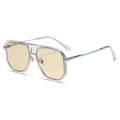 Occhiali da sole aviator con montatura celeste trasparente e lenti gialle vintage - Montatura Argento-Blu Lenti Tè (C6)