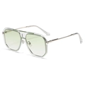 Square aviator sunglasses with transparent frames and light green gradient lenses - Green Frame Gradient Green Lens (C7)