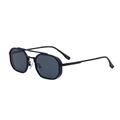 Lunettes de soleil polygonales noir mat à double pont avec verres gris foncé - Noir mat