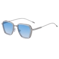 Occhiali da sole quadrati argento con lenti sfumate blu e aste metalliche sottili - Montatura Argento Lenti Sfumate Blu (C4)