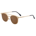 Lunettes de soleil rétro avec monture dorée, double pont et verres marron - C3 Or Mat Tout Brun