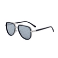 Classic pilot aviator sunglasses with black frame and silver star pattern lenses - Black Silver Frame Silver Star Pattern Coating
