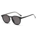 Occhiali da sole rotondi neri classici da donna con protezione UV e stile vintage - Nero Lucido / Grigio