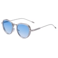 Silver metal oval sunglasses for men with gradient light blue lenses and brushed finish - C4 Gradient Blue